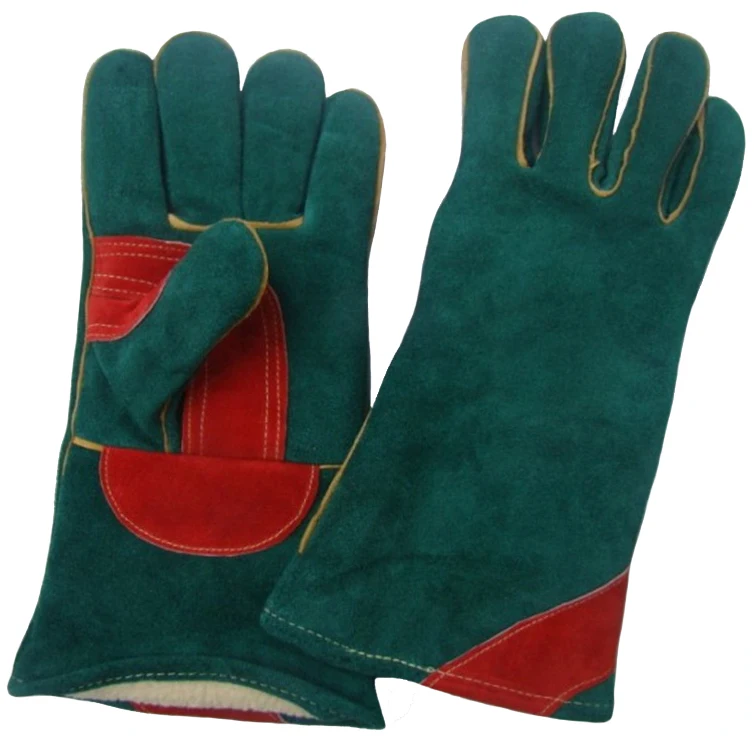 Welding Work Glove Cow Leather Green Warm Winter Heat Resistant Forge Long Cuff Thermal BOA Lining Grill BBQ Flame Retardant