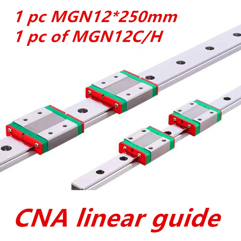 NEW 12mm Linear Guide MGN12 250mm linear rail way + MGN12C or MGN12H Long linear carriage for CNC X Y Z Axis