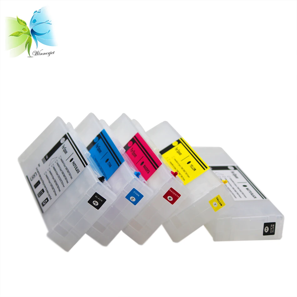 Winnerjet 5 colors refill ink cartridge with chip + 2 sets stable one time use chip for Epson SureColor T3200 T5200 T7200