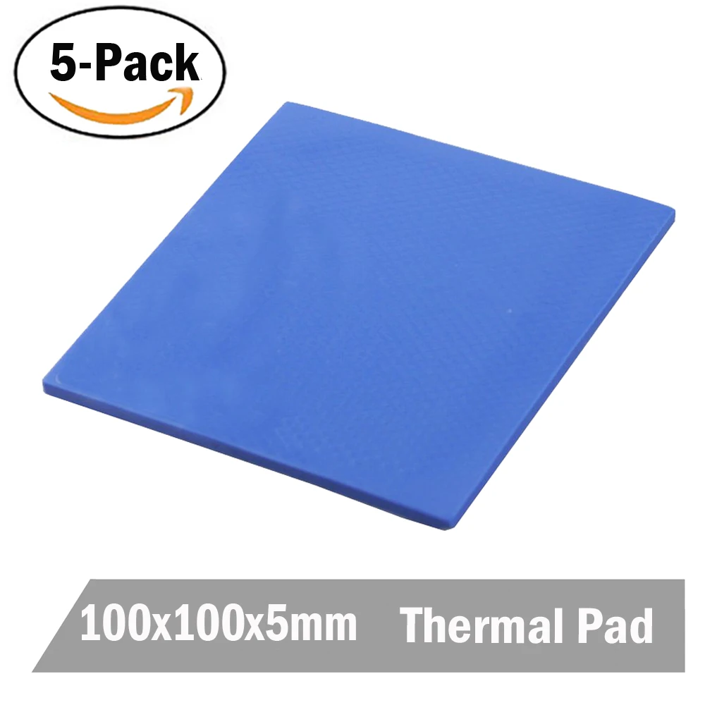 5PCS Gdstime 100 x 100 x 5mm Blue Silicone Conductive Compound Thermal Pads Heatsink Paste