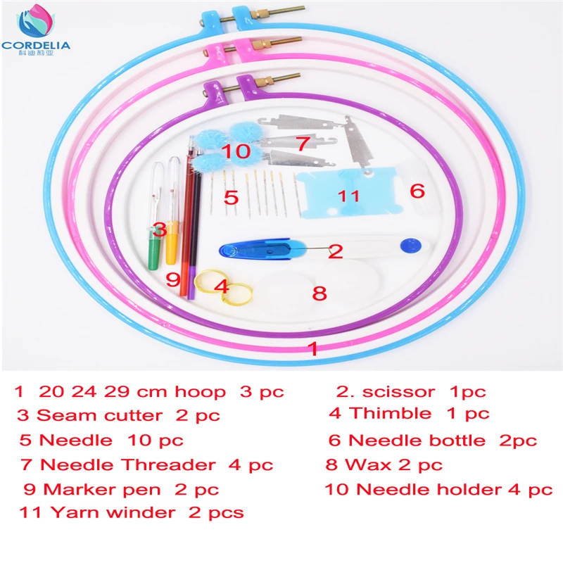 20 pcs 20 14 27cm cross stitch round frame tools sets as home patchwork accessories including seam cutter pen refill needle