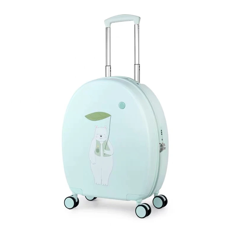 Hot!New Women Cute Oval Travel Luggage trolley suitcase Men Travel bag On Wheels 20 24 Inch kids cartoon school Trolley Suitcase