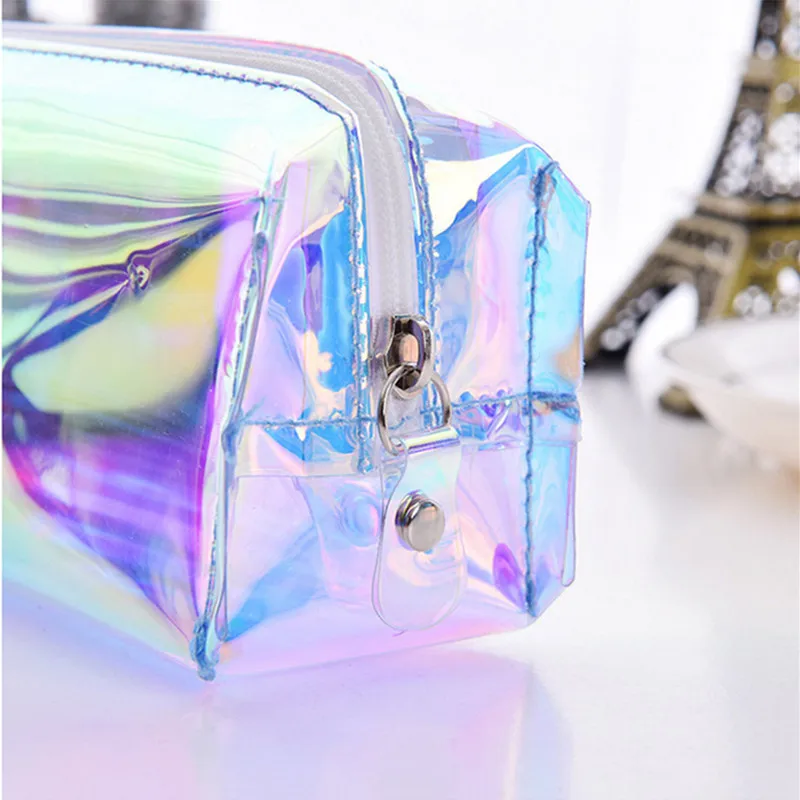 Cool Laser Transparent Color Pencil Case Fresh Art Stationery Tassel Pouch Cosmetic Bag Pen Bag Student Gifts Offic Supplies