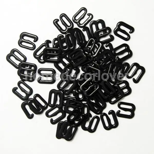 100/lot 8mm/10mm/15mm/20mm/25mm Black Bra Adjuster Metal Slider Hook Ring for Bikini Lingerie