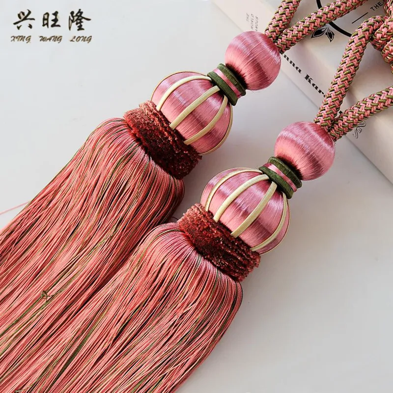 XWL 2Pcs Curtain Tassel Brush Tower Straps Tiebacks Hanging Bind Ropes Belt Ball Buckle Hook Holder Curtain Accessory Tieback