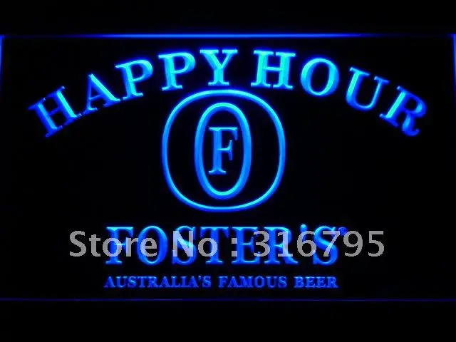 604 Foster's Beer Happy Hour Bar LED Neon Light Signs with On/Off Switch 20+ Colors 5 Sizes to choose