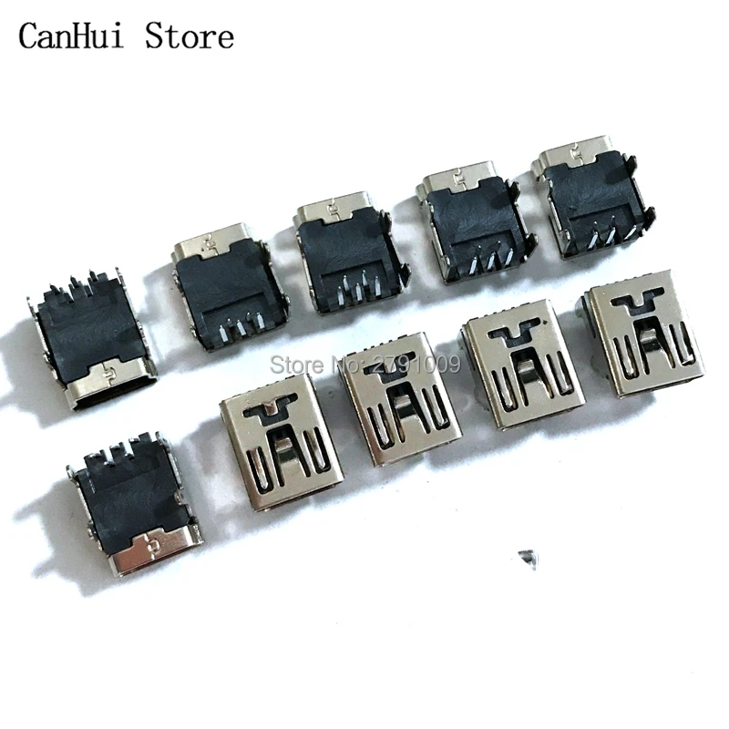 10Pcs Mini usb Connector 90 Degrees 4P Micro USB 5pin B Type Female Connector For Mobile Phone Micro USB Jack Connector 5 pin
