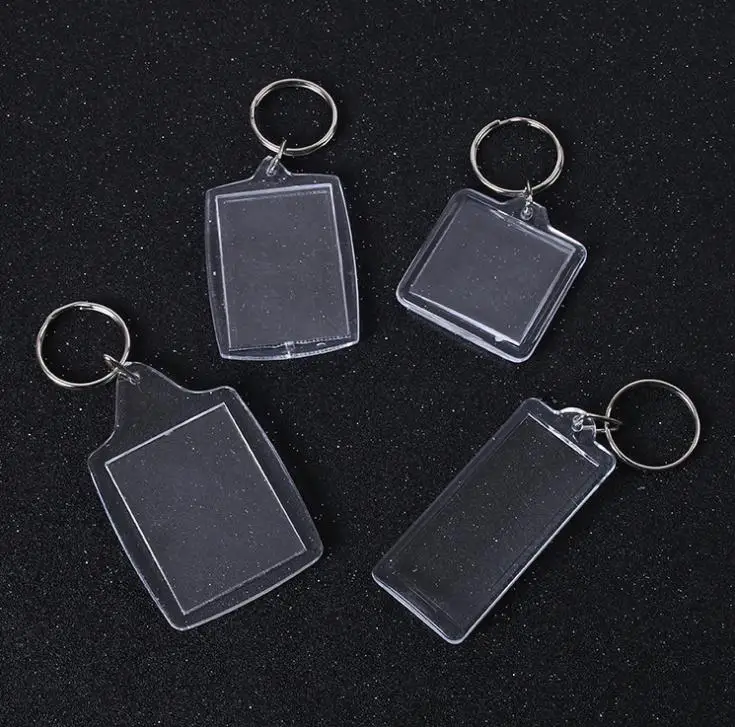 5000 Pcs Rectangular Arc Transparent Blank Insert Photo Picture Frame Key Ring Split keychain SN215