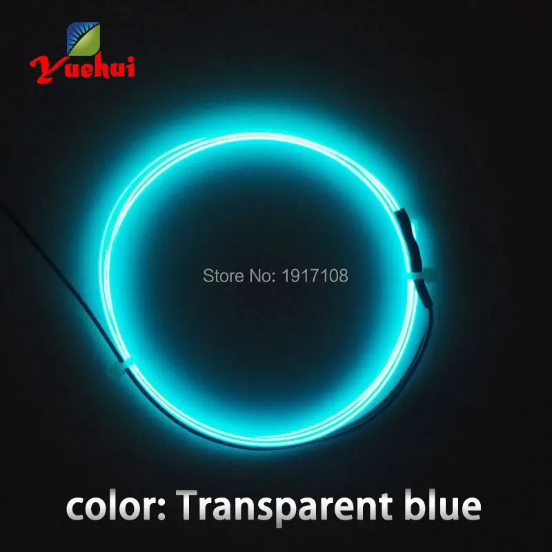 1.5V-1M 1.3mm Transparent Blue EL Wire Flexible Neon Light Glow Rope tape Cable Strip LED Neon Lights Shoes Car Party Decoration