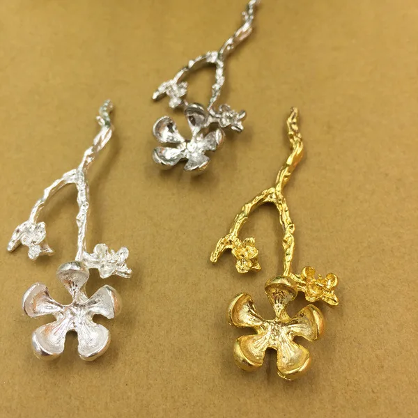 50pc 22*58mm Alloy Charms Gold color Flower Branch Charm Pendant for Wedding Jewelry Making DIY Handmade Craft wholesale