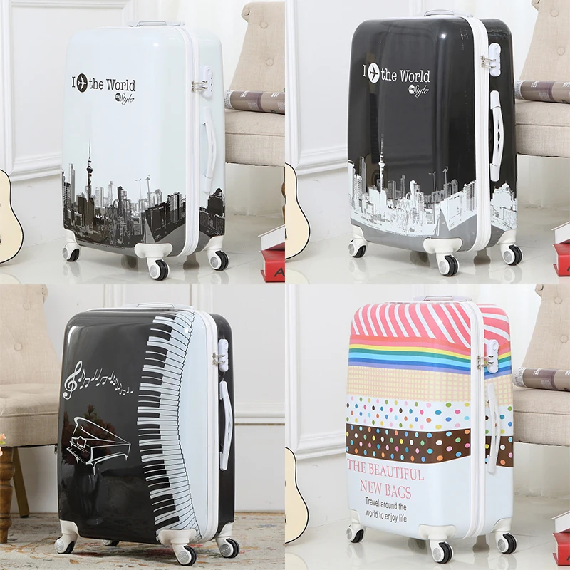 Letrend New Fashion Butterfly Rolling Luggage Spinner Trolley Case Travel Bag 20 inch Boarding Bag 24 inch Trunk Women Suitcase