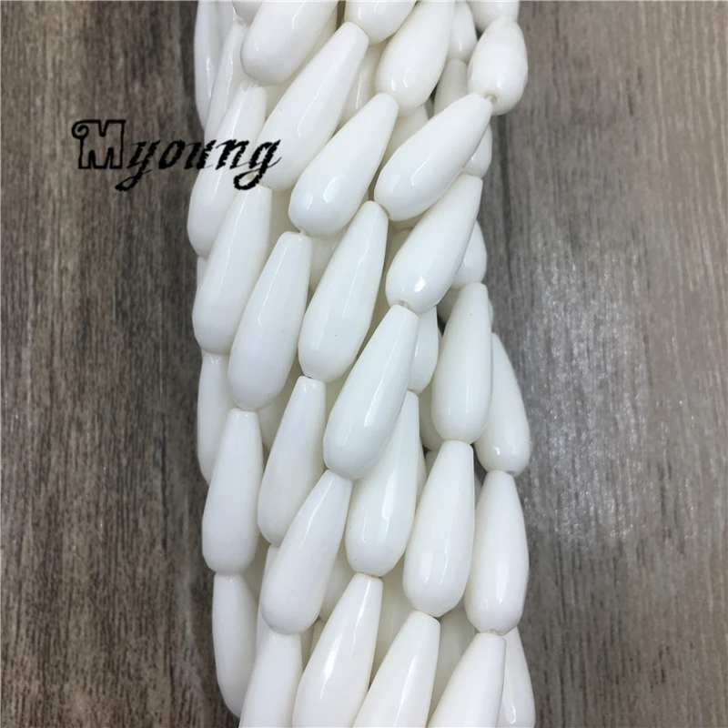 Hot Sale Teardrop White Agates Beads,Natural White Semi Precious Stone Beads, Drilled Stone Jewelry Making Findings, MY1601