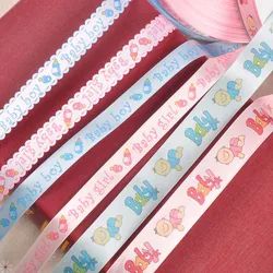 6yard/lot Mix Pink/blue Baby Ribbons Trim Lace Set for Bow Craft DIY Box Packing Art Sewing Accessories width 1.5/2.5cm CP2228