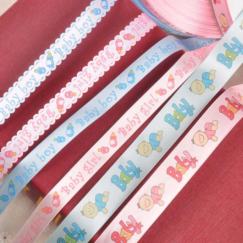 6yard/lot Mix Pink/blue Baby Ribbons Trim Lace Set for Bow Craft DIY Box Packing Art Sewing Accessories width 1.5/2.5cm CP2228