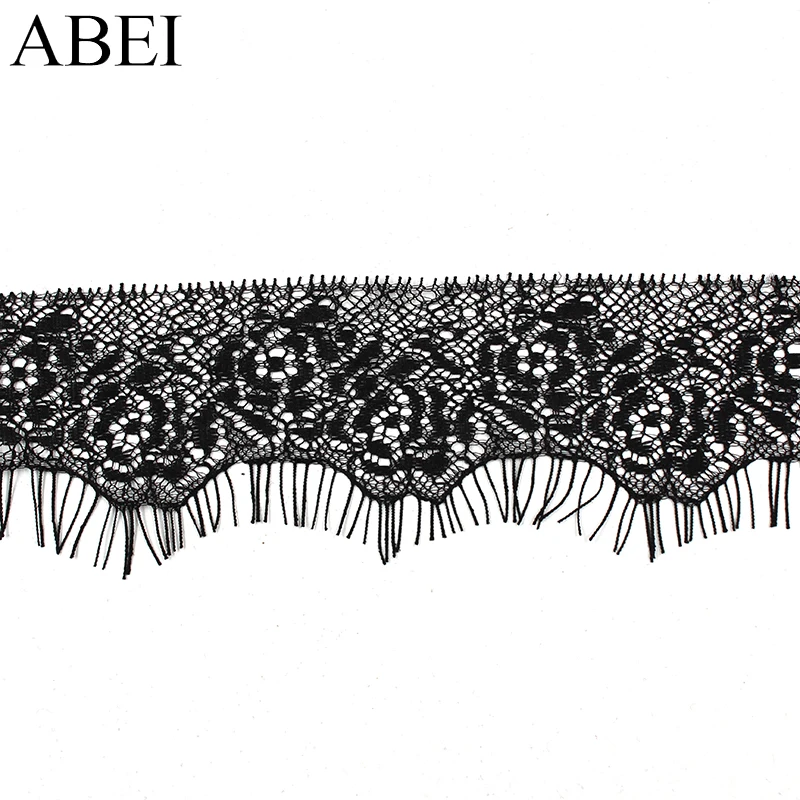 5cm Quality French Eyelash Lace Fabric Embroidery Black Lace Ribbon Trims DIY Wedding Party Dress 3 Meters Lace Supplier