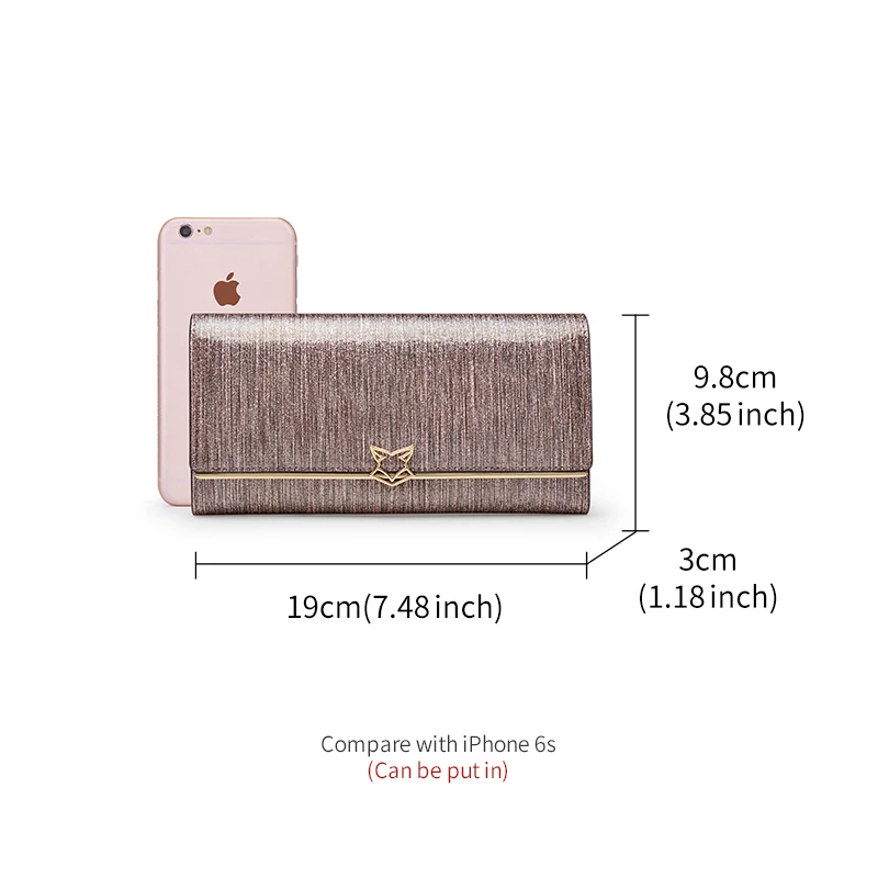 FOXER Brand Women\'s Split Leather Long Wallet Female Chic Clutch Cellphone Bags Lady Fashion Coin Card Holder Shiny Luxury Purse