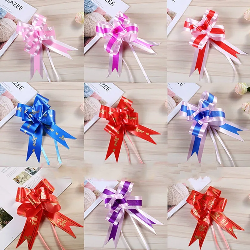 high quality Large 10pcs Pull Bow Ribbons Wedding Birthday Party Decoration Gift Packing  Home Car Decor DIY Pull Flower Ribbons