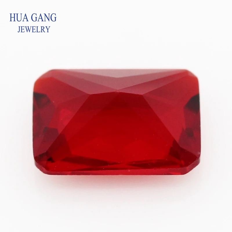 Glass Beads Red Color Octangle Shape Cut Loose  Synthetic Gems For Jewelry Size 3x5~13x18mm