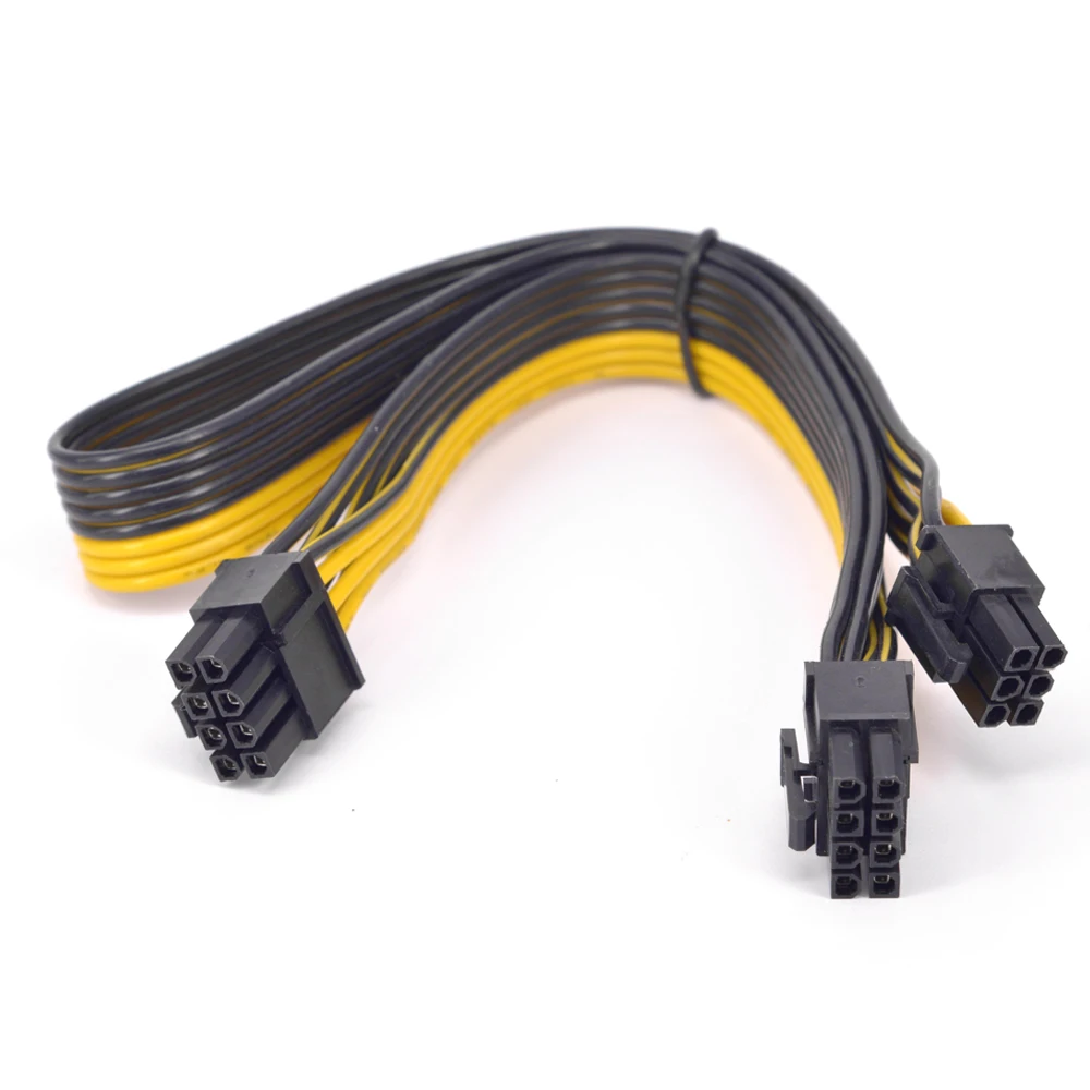 PCIe GPU 6pin Sang Dual 8Pin Cáp Cấp Nguồn PCI Express Card Đồ Họa 2 Cổng 6 + 2pin Để 6Pin dây Nguồn 18AWG