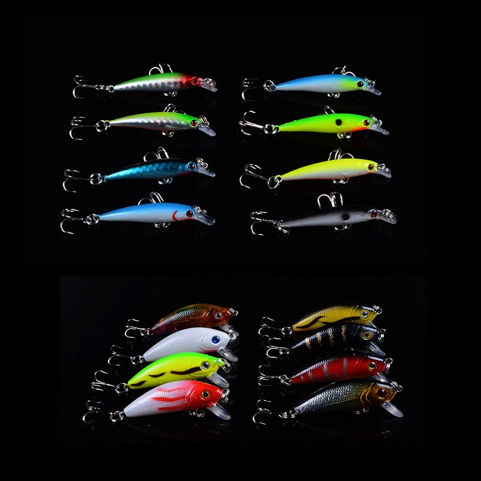 2018 New Arrived 16pcs Mixed 2 Models Minnow Fishing lures VIB wobbler crankbait Sharp hooks With 3D eyes