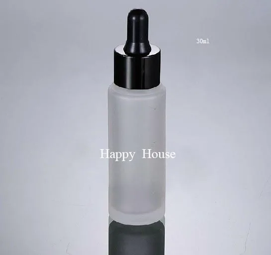 20 x 30ml Refillable Flat Frost Glass Dropper Bottle With Silver Black Drop Pipette Dropper Vial 1oz  Glass Sample Container