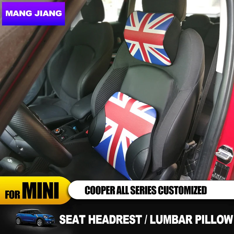 Car Neck Pillow Union Jack Seat Neck Headrest Lumbar Pillow Spine protection For mini cooper F54 F60 F55 F56 R60 R59 R58 R57 R55