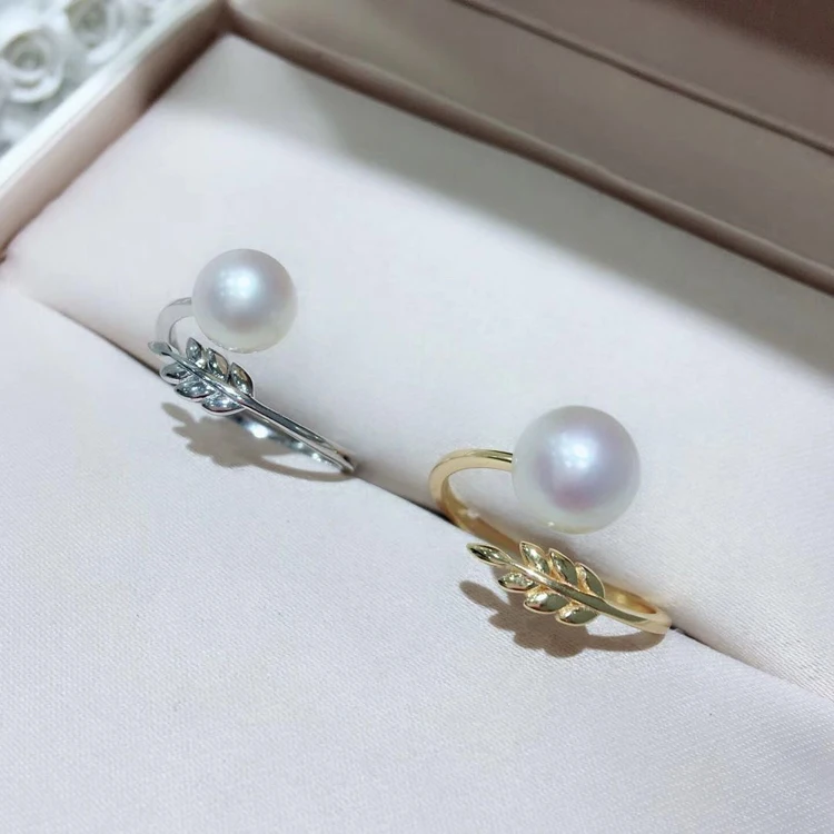 

Leaf Design Pearl Rings Settings S925 Sterling Silver Rings Accessory Women DIY Pearl Jewelry Fittings 3Pcs/Lot