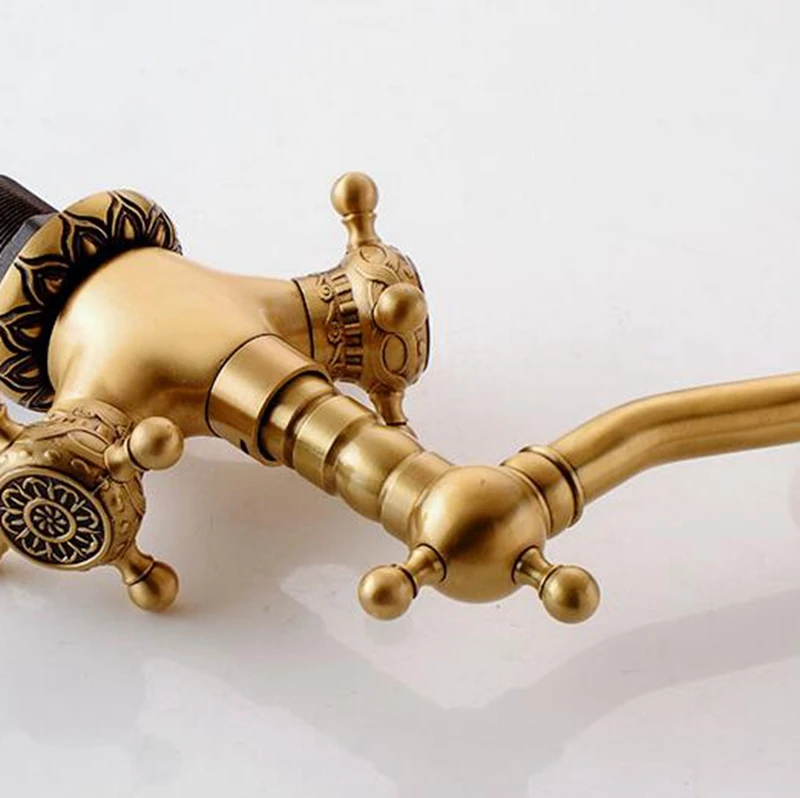 Imagem -06 - Antique Bronze Torneira Pia do Banheiro Alça Dupla Deck Montado Torneira Misturadora de Água Quente e Fria Lavatório do Guindaste Ml309