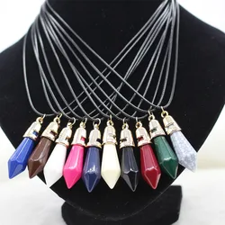 New PU Leather Chain Women Collares Multicolors Bullet Pendant Necklaces Fashion Jewelry Bijoux Necklace Vintage Neck Jewelry