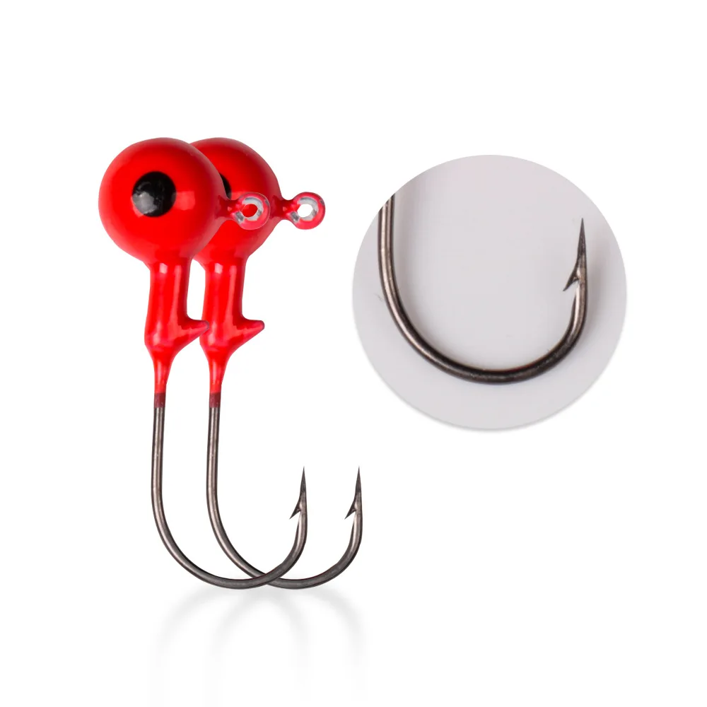 2pcs jig fishing hooks fish hook 3.5g 5g 7g 10g 14g 21g red Lead Round Head Fishing Jigs Hooks High Quality fishing hooks