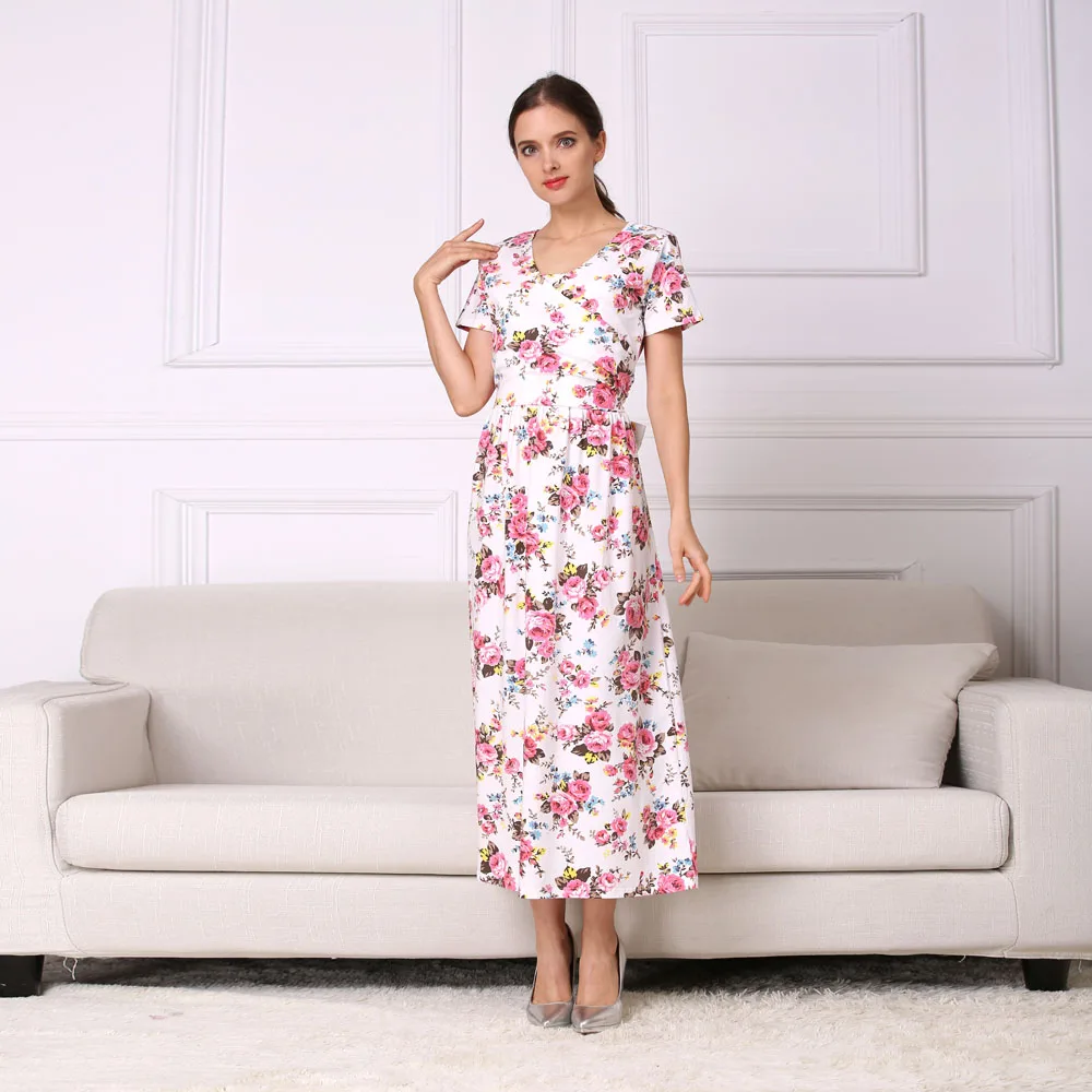 Robe d'Allaitement à Manches Courtes pour Femme Enceinte, Vêtement à Fleurs, Nouvelle Mode