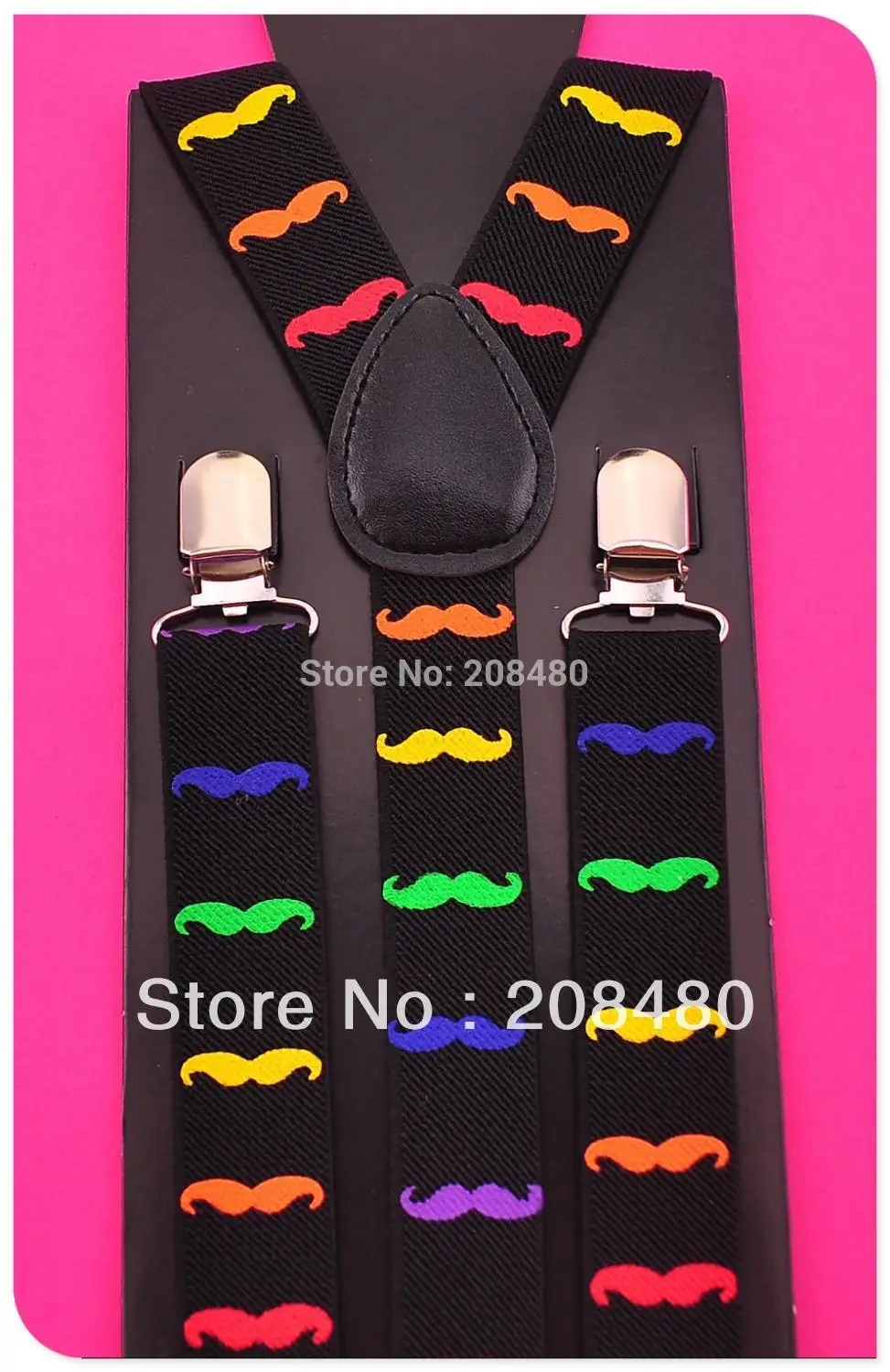 Fashion hot sale rainbow mustache Beard Black 1 inch / 2.5 cm Suspender Unisex Clip-on Braces Elastic Strap Y-back Suspenders