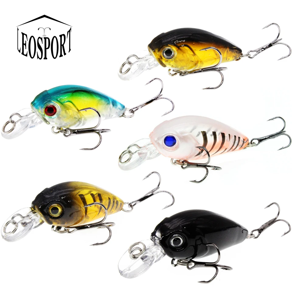 LEOSPORT New 1pcs 4.5CM/4G Laser Hard Crank Fishing Lure Crankbait Treble Hooks 3D Eyes Bait Fishing Tackle