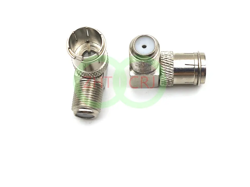 100PCS LOT brass F Type Push On Male to Female Right Angle Coax Coaxial Adapter Connector