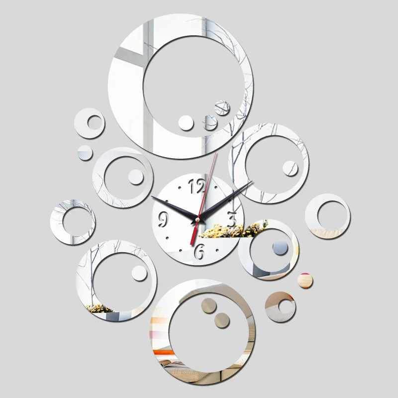 2020 promotion hot sale quartz watch wall clock modern home decoration diy antique acrylic mirror Wall Stickers