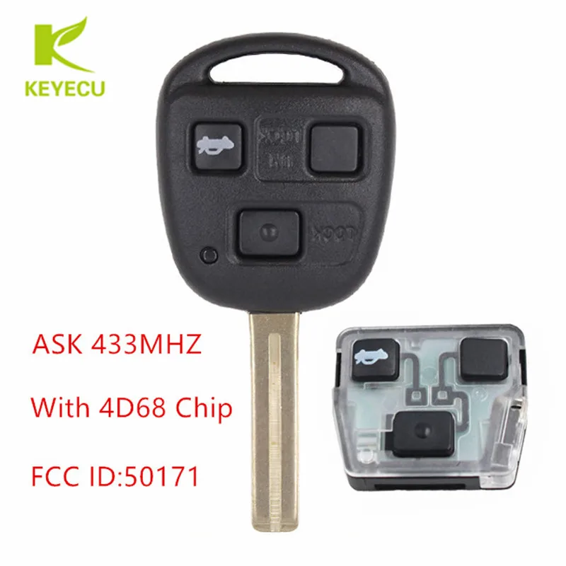 

KEYECU Replacement New Remote Key 3 Buttons ASK 433MHZ Keyless for Lexus With 4D68 Chip FCC ID: 50171