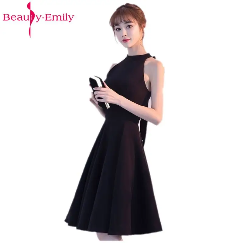 

Beauty-Emily Black Short Prom Dresses 2020 A-Line Prom Dress Gown Formal Homecoming Dresses Party Gowns Vestido De Festa Curto