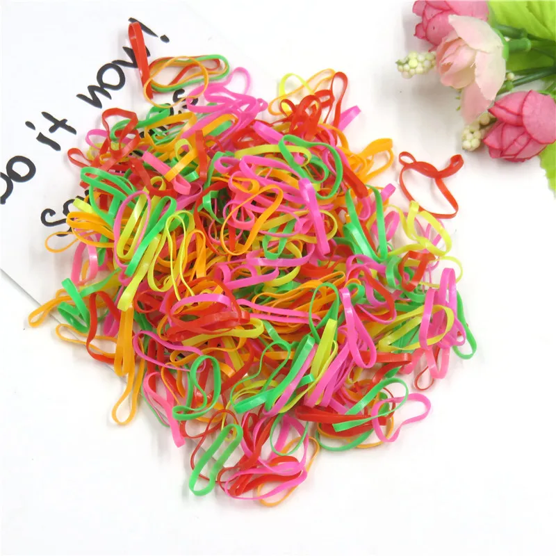 About 100PCS/1000PCS Gummies Elastic Silicone Hair Bands For Girl Hair Gums Woman Scrunchy Kids Rubber Hair Accessories Headband