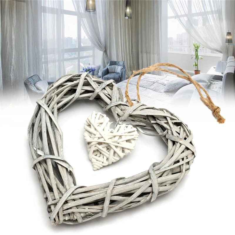 New Wicker Hanging Heart In Grey White Wreath Color Rattan Sepak Takraw Wedding Supplies Home Party Decoration