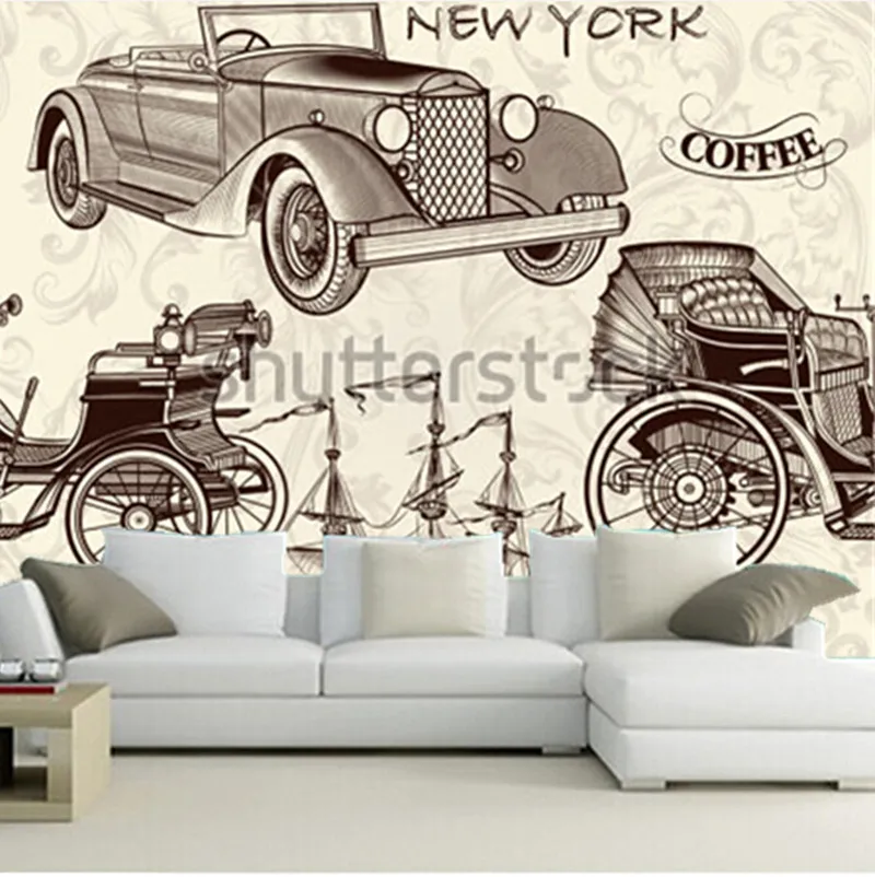 

The custom 3D murals,old-fashioned ship and card papel de parede,The coffee shop living room sofa TV wall bedroom wall paper