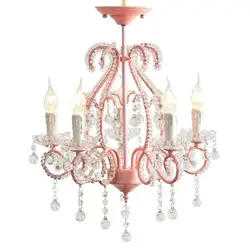 Nordic Princess Romantic Pastoral Restaurant Bedroom Entrance Room Wedding Room Pink Girl Children Crystal Chandeliers.