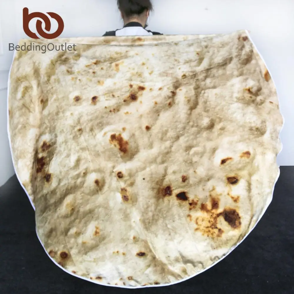 BeddingOutlet Burrito Tortilla Blanket Egg Pita Soft Blanket for Bed Warm Fleece Sofa Plaid Round Throw Pizza Nap Wrap manta