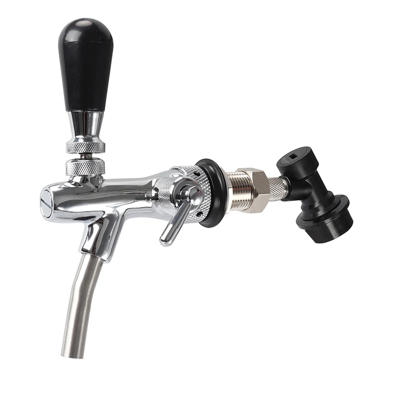 Adjustable Beer tap Faucet with chrome plating with Co2 Keg Charger 60Psi Quick Disconnect Assembly For Cornelius Beer Keg