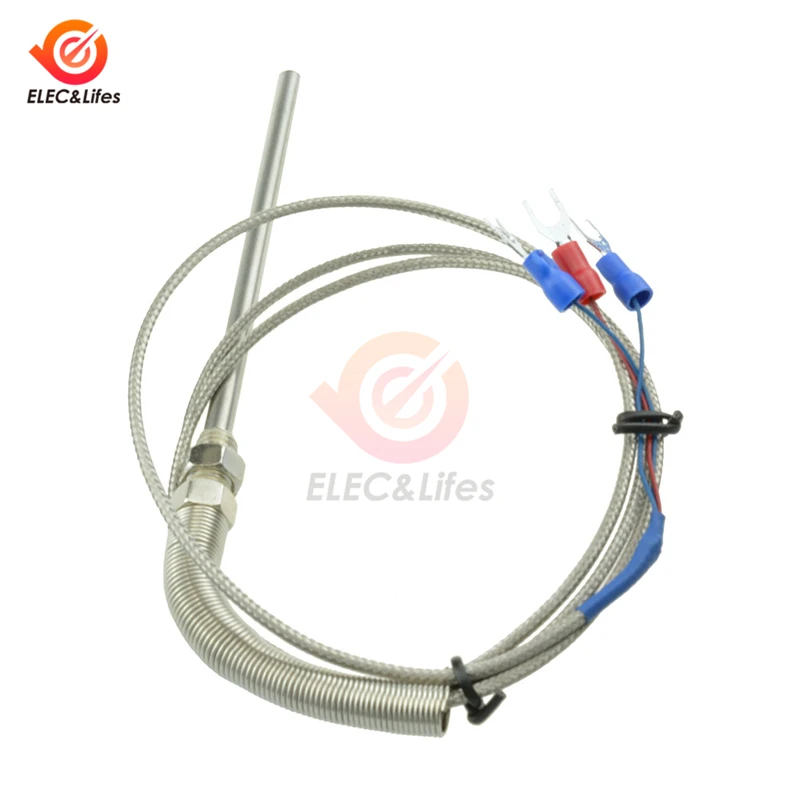 PT100 Temperature Sensor Thermocouple Wire M8 with 10cm Probe Tube Stainless Steel Shield for Temperature Controller