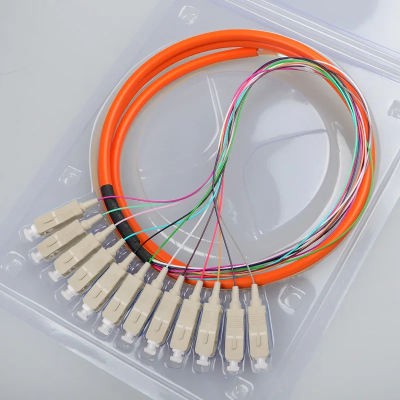 12 core Fiber Optic Bundle Pigtail SC multimode fiber optical MM OM1  62.5/125, 1.5 Meters factory Minor customization