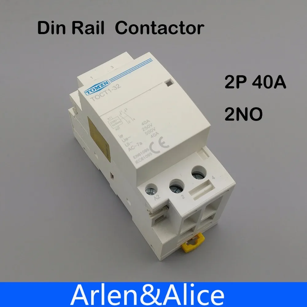 2P 40A 220V/ 230V 50/60HZ Din rail Household ac Modular contactor 2NO