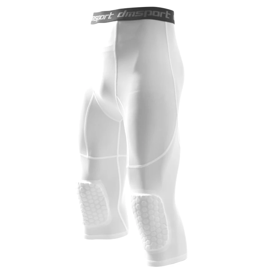 Men's Basketball Padded Three-Quarter Tights Pants with Knee Pads for Men 3/4 Capri Compression Tights Leggings Girdle Training image 2