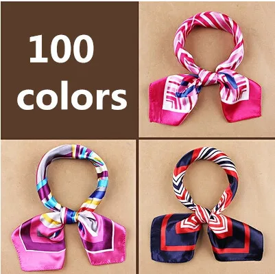 New fashion women's Work wear silk scarf print satin square scarf hotel bank work wear scarf 60*60cm 100 colors tb004