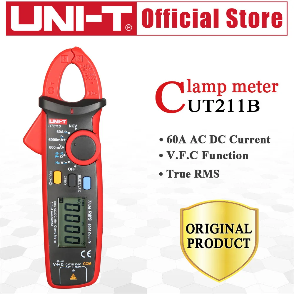 UNI-T UT211B Digital Clamp Multimeter AC DC 60A Current NCV Test Best Accuracy 20mA Zero Mode Cap Diode Ohm