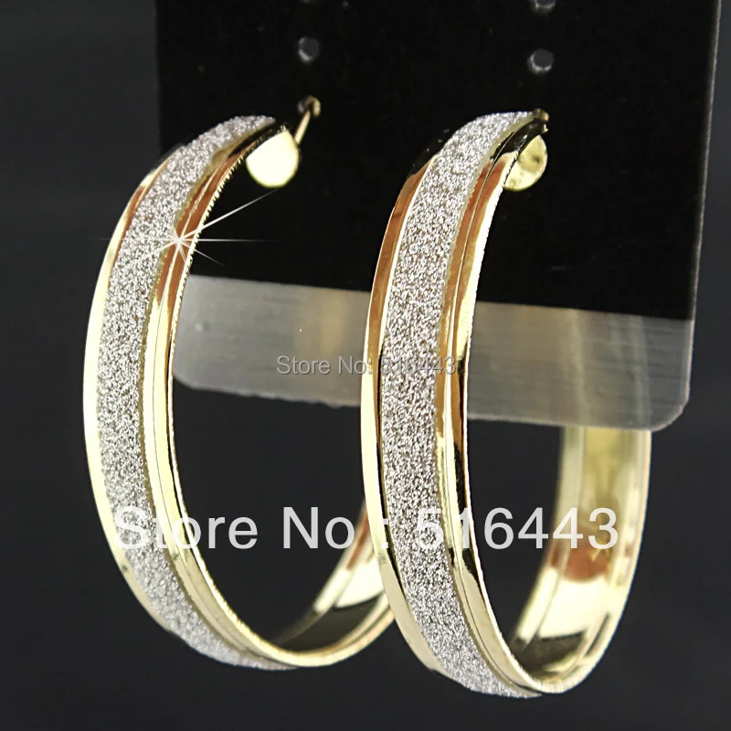 Freeshipping  Guaranteed 100% Charms 6Pairs Fashion Gold P Frosted Hoop Earrings for Women Wholesale Jewelry Lots A-669